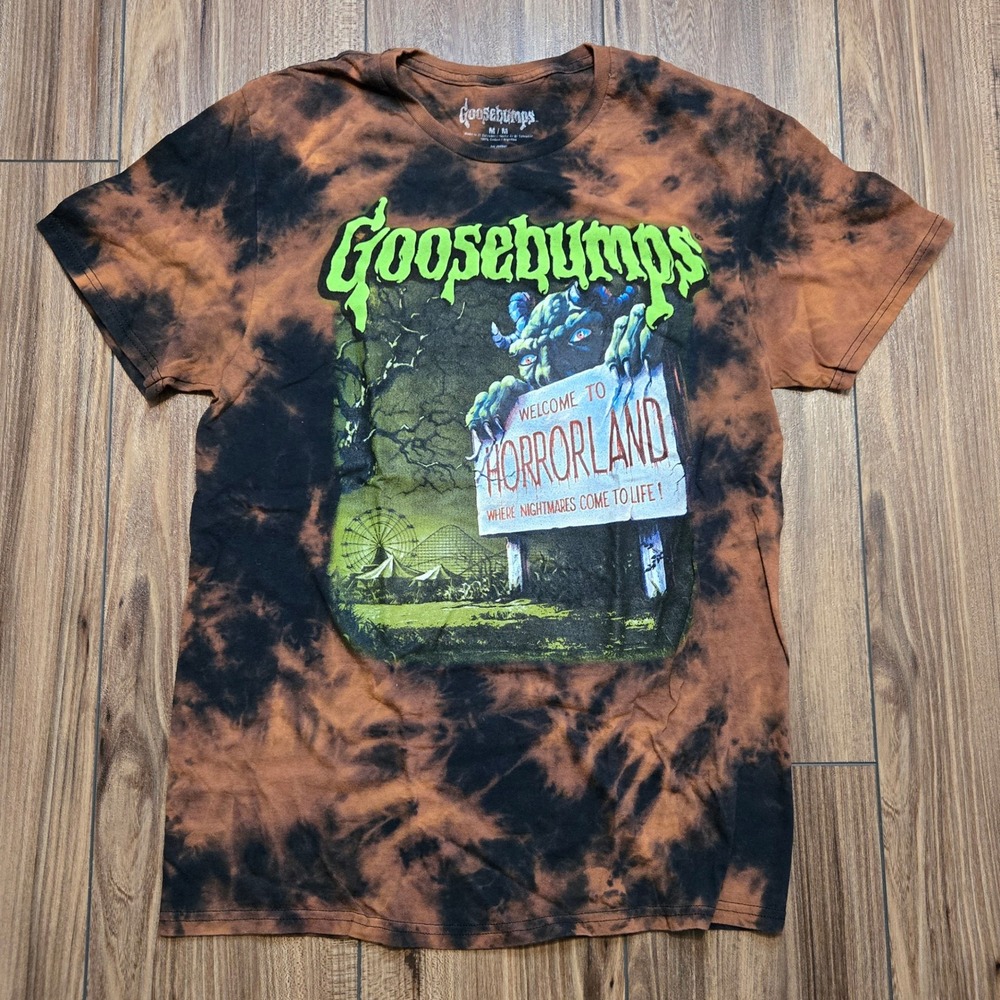 Goosebumps Horrorland Tie Dye Graphic T Shirt Womens Medium M Black Orange